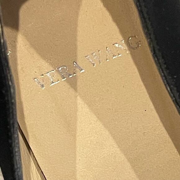 Vera Wang Authentic Lace Up Back Satin Pumps Pointed Toe Black Size 8 - Picture 8 of 9